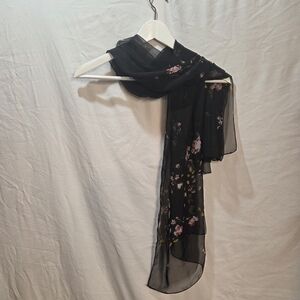 Delicate Black Floral Neck Scarf Whimsigoth Chic Dark Fairy